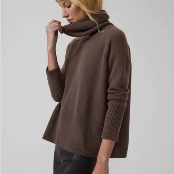 Athleta Aspen Cashmere Turtleneck, COZY chocolate brown New w/ tags! - Picture 2 of 8